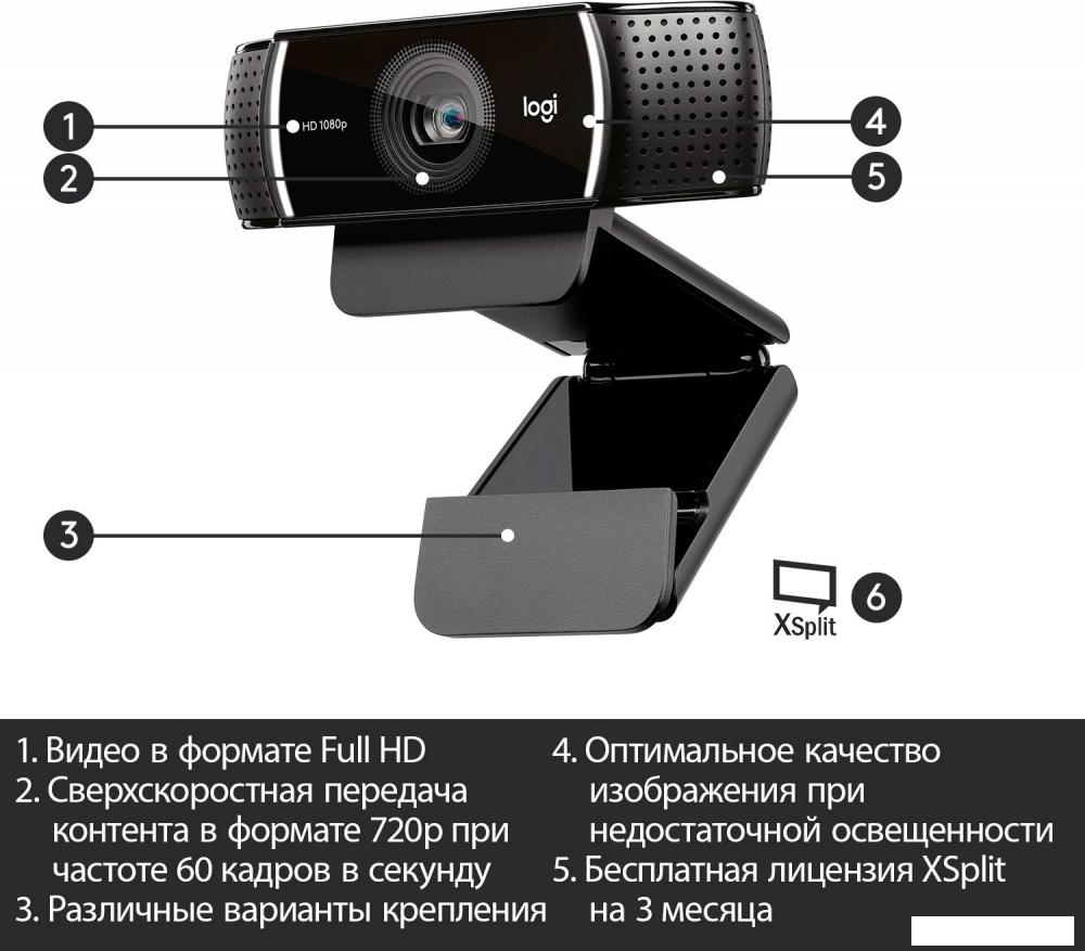 Веб-камера для стриминга Logitech C922 Pro Stream