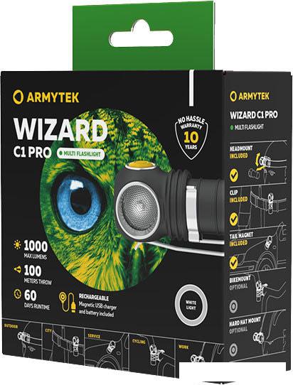 Фонарь Armytek Wizard C1 Pro Magnet USB (белый)