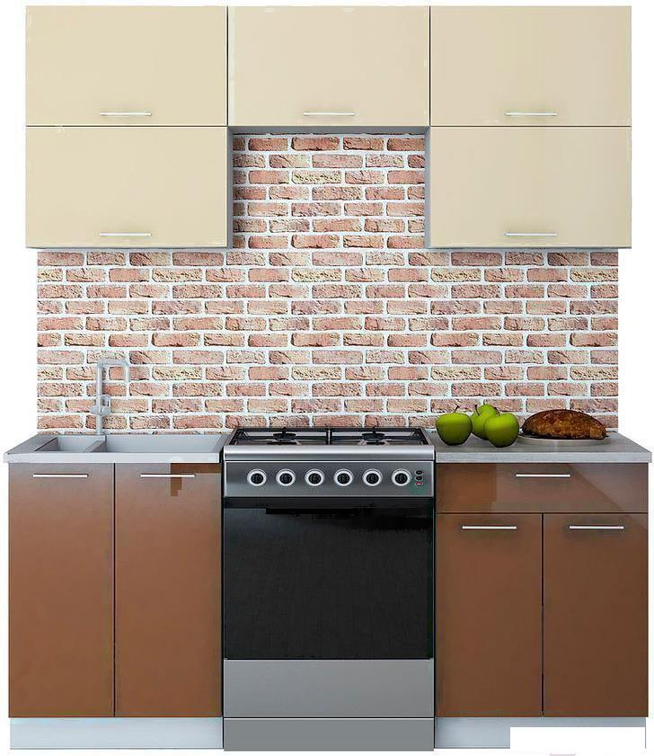 Готовая кухня Интерлиния Мила Gloss 60-18 (ваниль/шоколад)