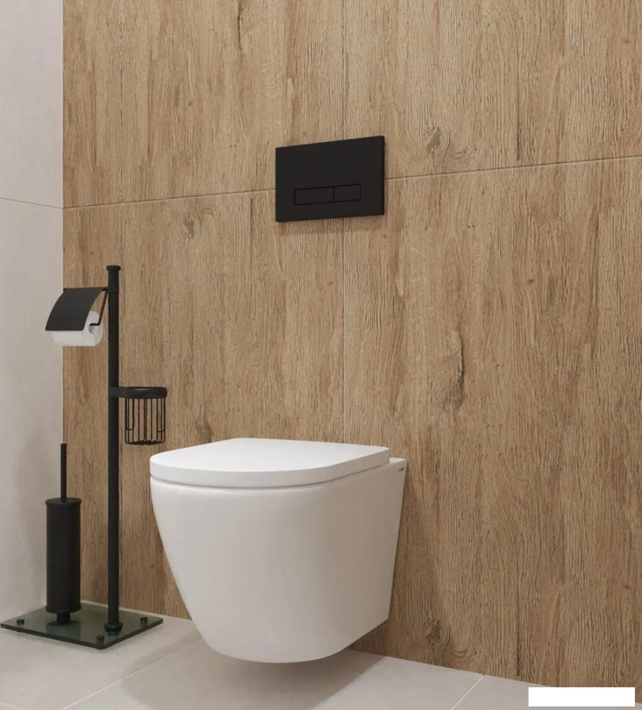 Унитаз подвесной Lauter Vortex 2110830+GROHE Solido 38811KF0+37131000 с кнопкой (прямоугольная, черный)
