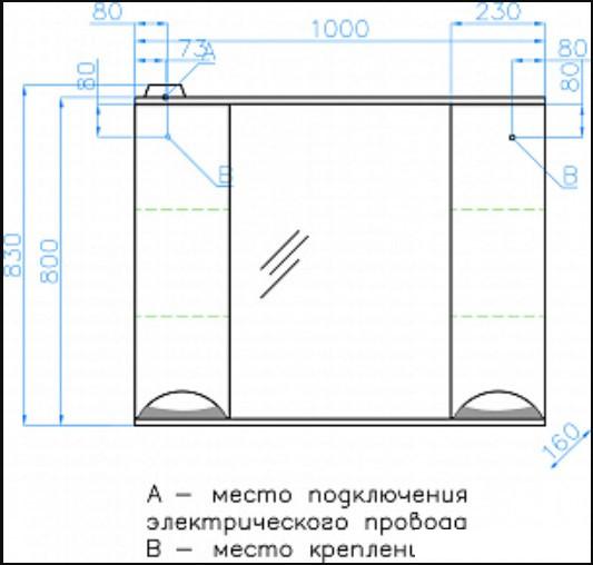Style Line Шкаф с зеркалом Жасмин 100см (с подсветкой)