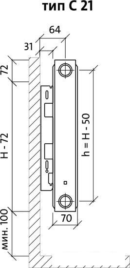 Стальной панельный радиатор Royal Thermo Compact C21-500-1200 (Bianco Traffico)