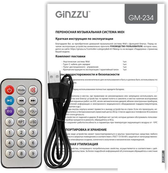 Беспроводная колонка Ginzzu GM-234