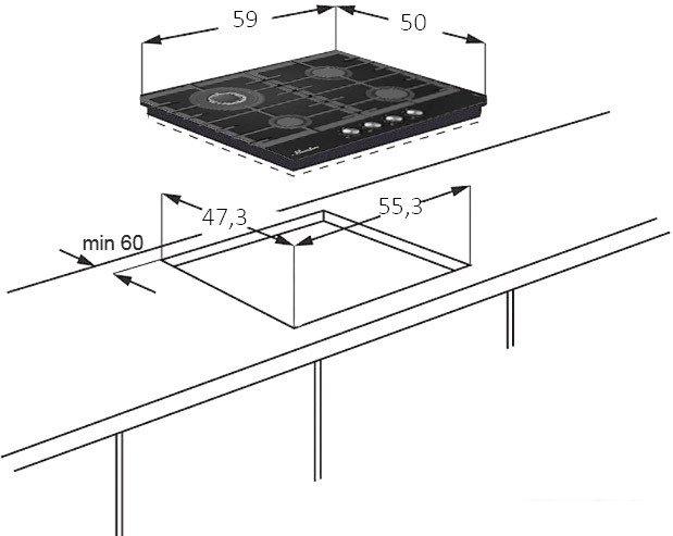 Варочная панель Monsher MKFG 60 G-GFT