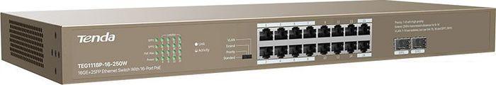 Неуправляемый коммутатор Tenda TEG1118P-16-250W