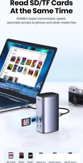 Док-станция Ugreen USB C Triple Display Docking Station 12-in-1 90325