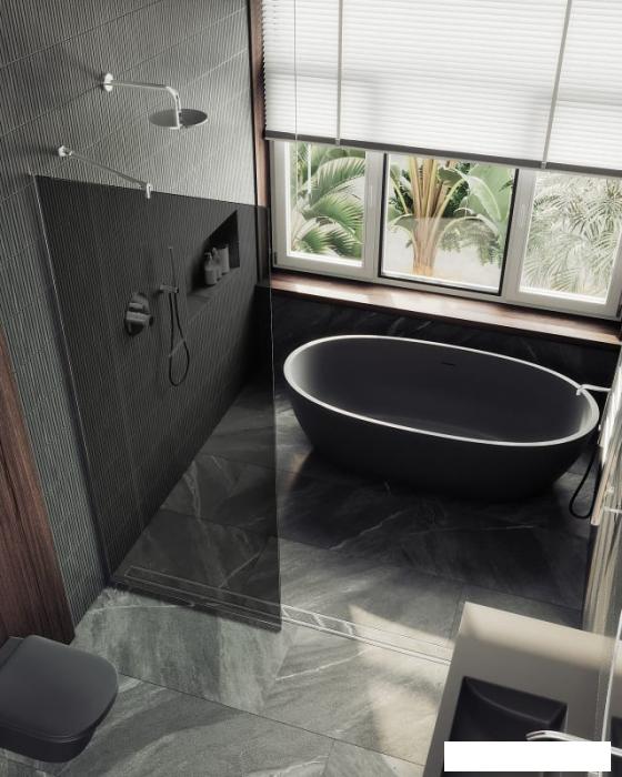 Душевая стенка MaybahGlass 195x79 MGD-698-5у (графитовое стекло/хром матовый)
