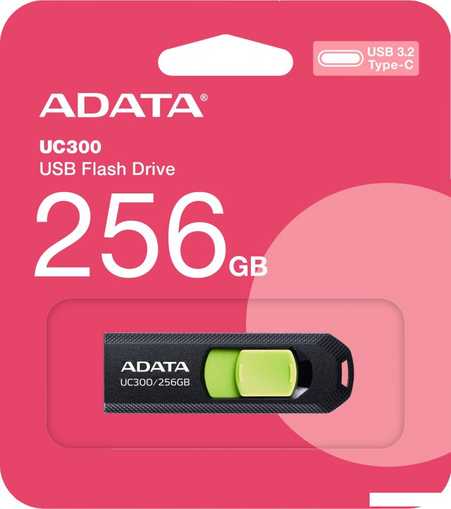 USB Flash ADATA UC300 256GB (черный/зеленый)