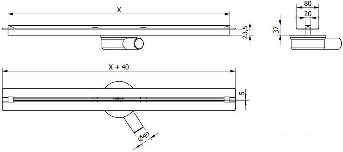 Трап/канал Mexen Flat 360 Super Slim Chrome 1051090