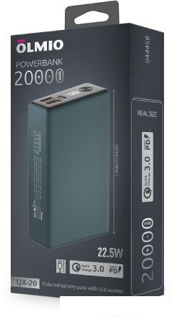Внешний аккумулятор Olmio QX-20 20000mAh (темно-зеленый)