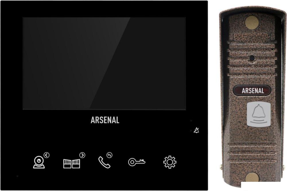 Комплект видеодомофона Arsenal Афина Pro (черный) + Триумф Pro (коричневый)