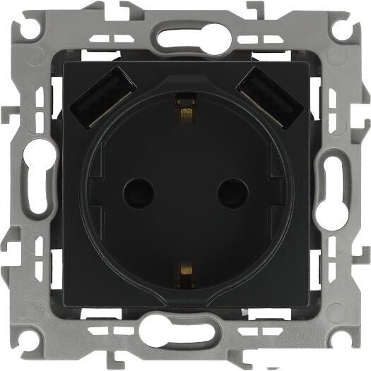 Розетка USB ЭРА Elegance 14-4109-05 Б0047871 (антрацит)
