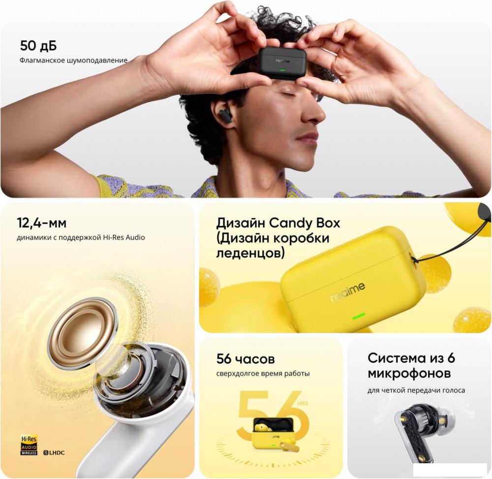 Наушники и гарнитуры Realme Buds T500 Pro (черный)
