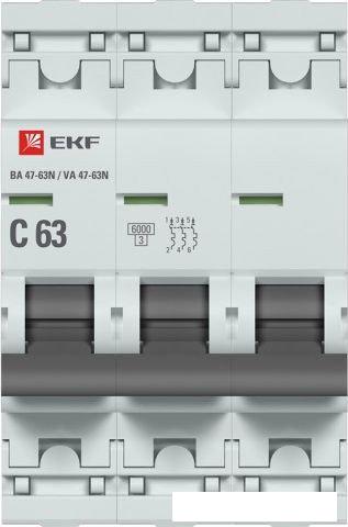 Выключатель автоматический EKF PROxima ВА 47-63N 3P 63А (C) 6кА M636363C