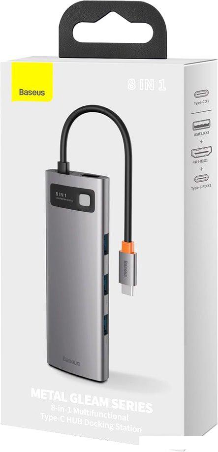 Док-станция Baseus Metal Gleam Series 8-in-1 Multifunctional Type-C HUB Docking Station CAHUB-CV0G