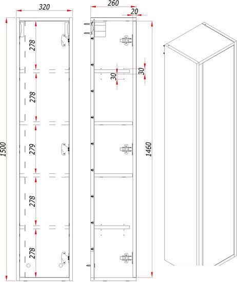 ЗОВ Шкаф-пенал для ванной Парма 150 PP150LA0MAMC1B (аттик)