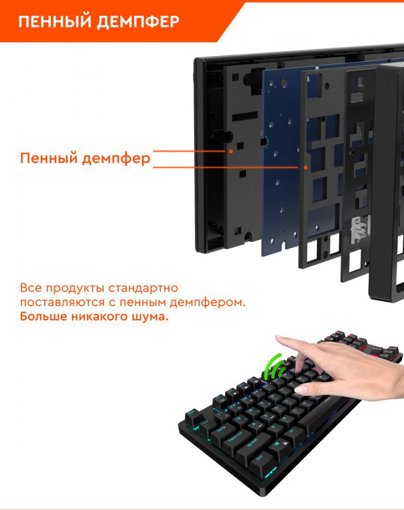 Клавиатура Royal Kludge RK100 RGB (черный, RK Red)