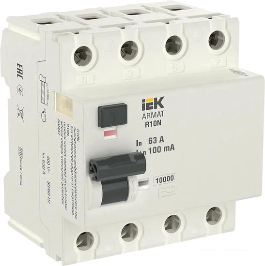Дифференциальный автомат IEK 4P 63А 100мА тип AC AR-R10N-4-063C100