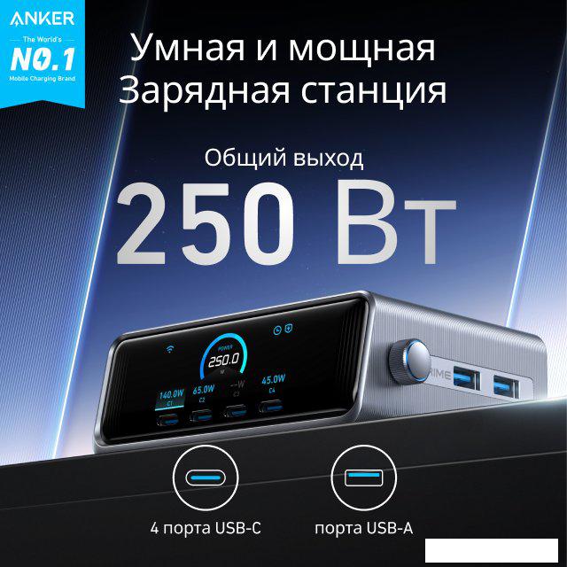 Сетевое зарядное Anker Prime A2345 250W GaN Charging Station (черный)