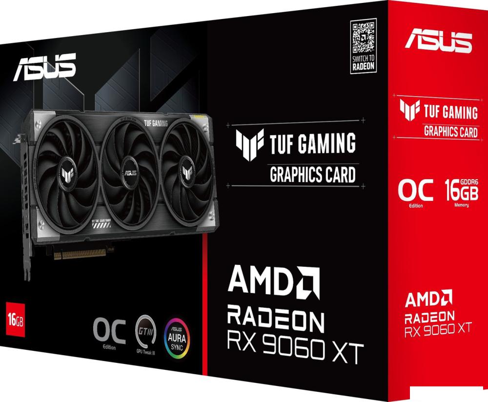 Видеокарта ASUS TUF Gaming Radeon RX 9060 XT OC Edition 16GB GDDR6 TUF-RX9060XT-O16G-GAMING