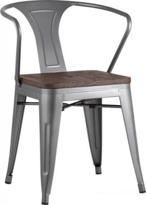 Стул с подлокотниками Stool Group Tolix ARM wood c подлокотниками (серебристый)