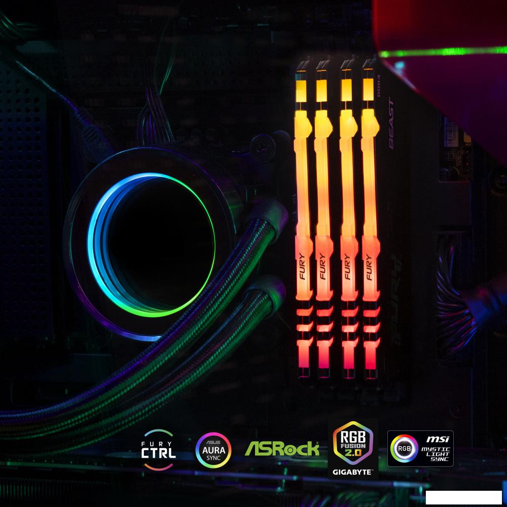Оперативная память Kingston FURY Beast RGB 8ГБ DDR4 3200 МГц KF432C16BB2A/8