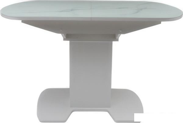 Кухонный стол Аврора Корсика стекло 120-151.5x80 (мрамор белый 2/белый матовый)