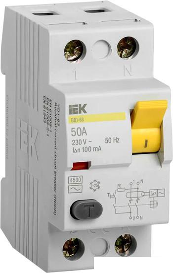 Устройство защитного отключения IEK ВД1-63 1ф 50А 100мА 2п MDV10-2-050-100
