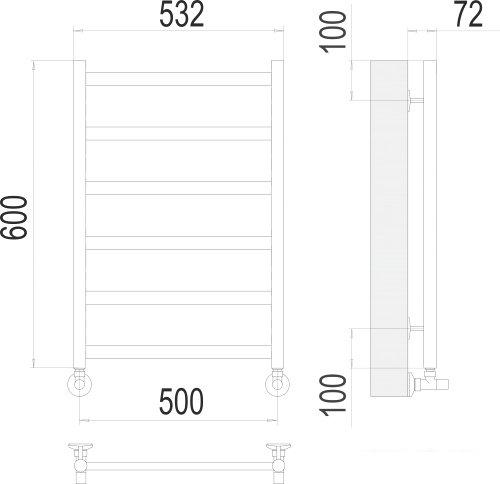 Полотенцесушитель TERMINUS Аврора П6 500х600