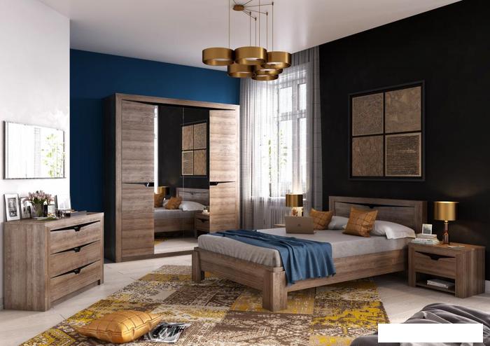 Кровать Мебельград Соренто с ортопедическим основанием 90x200 (дуб стирлинг/кофе структурный матовый)
