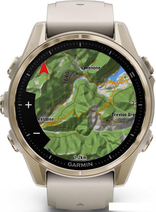 Умные часы Garmin Fenix 8 Sapphire 43мм (золотистый, дымчато-серый ремешок)