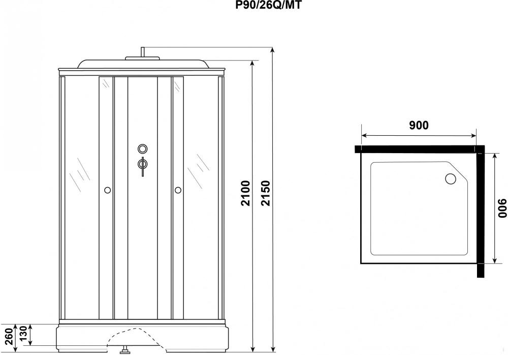 Душевая кабина Niagara Promo P90/26Q/MT 90x90x215