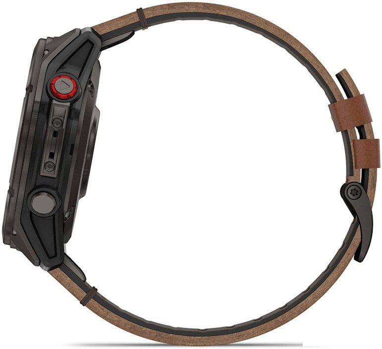 Умные часы Garmin Fenix 8 Pro 51 мм (карбоновый серый, коричневый кожаный ремешок)