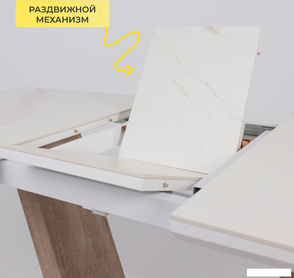 Кухонный стол Аврора Торонто 140-171.5x80 (камень белый Greys white/Ель умбра)
