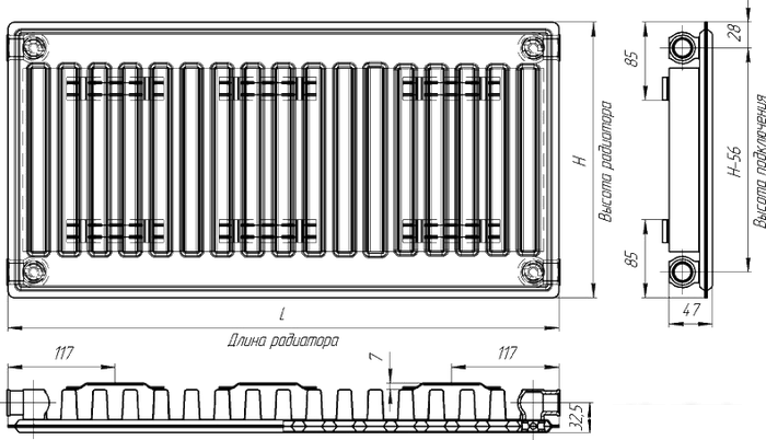 Стальной панельный радиатор Лидея ЛК 11-510 тип 11 500x1000