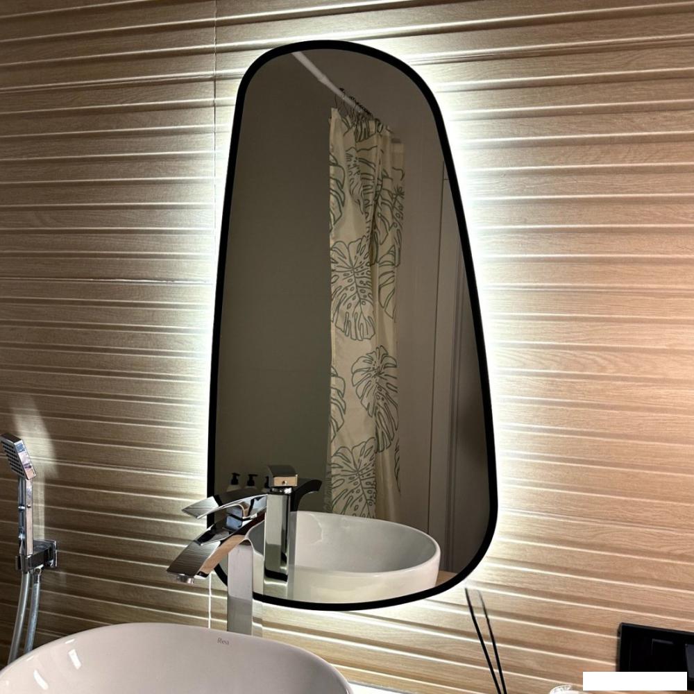 Зеркало eMZe 50x90 LED.UV.NF.50.90.CHE.SW.4K (черный УФ-окантовкой и подсветкой)