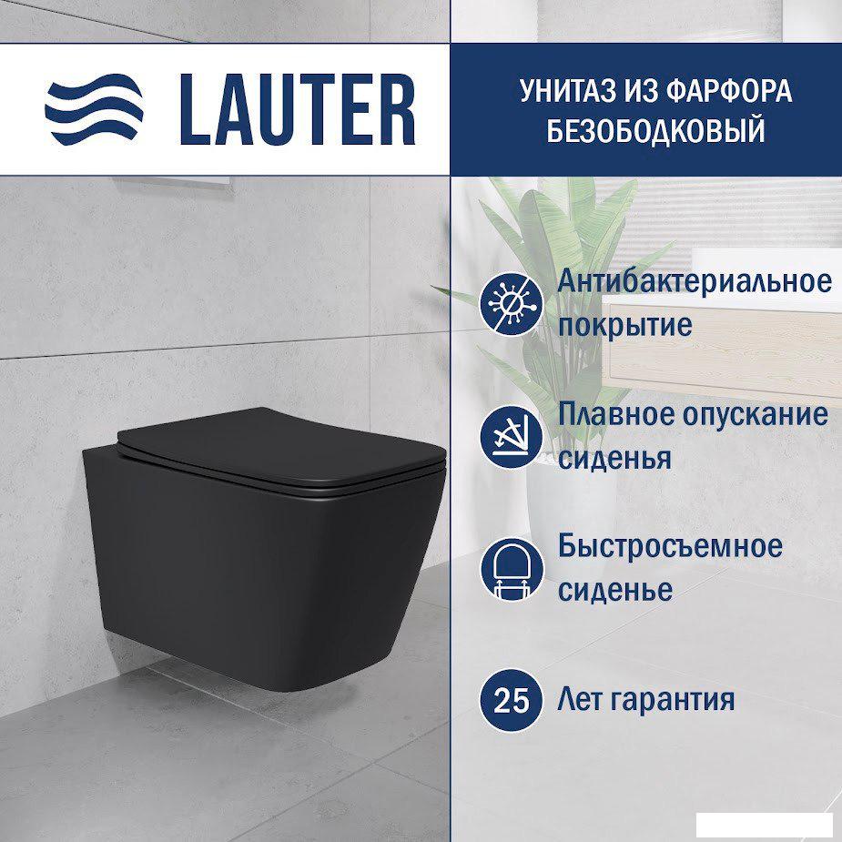 Унитаз подвесной Lauter Magdeburg с жестким сиденьем Soft Close 21103EC (черный матовый, скрытое крепление)