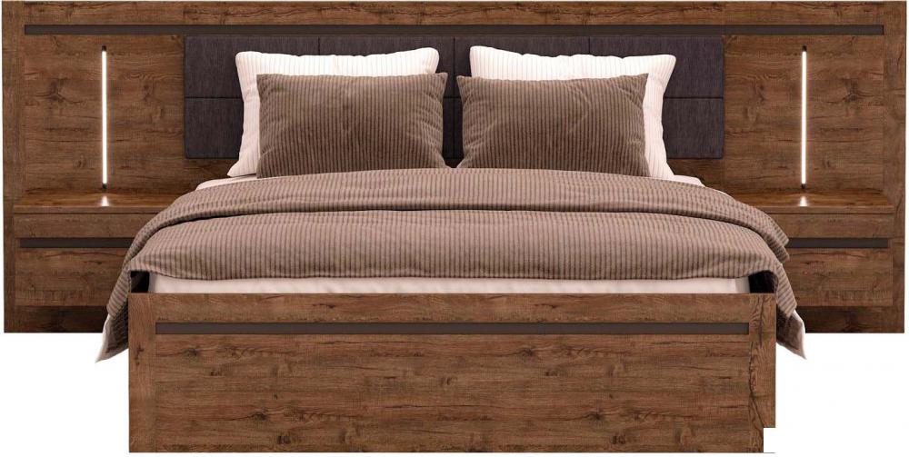 Кровать Black Red White Kada S404-LOZ160x200 с подъемным механизмом c мягким элементом (дуб april)