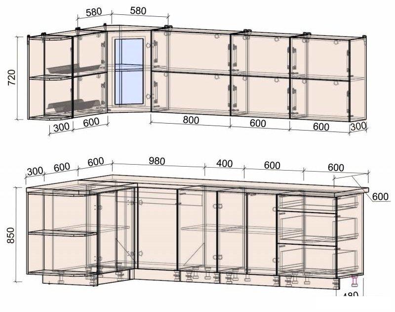 Готовая кухня Интерлиния Мила Матте 1.5x2.6 А правая (белый-белый-опал светлый)
