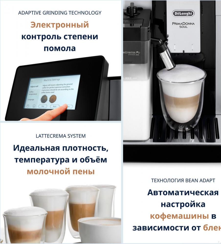 Кофемашина DeLonghi PrimaDonna Soul ECAM610.55.SB