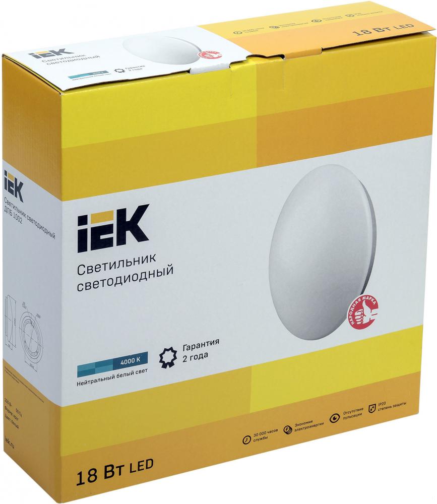 Светильник-тарелка IEK ДПБ 1002 18 Вт IP20 4000 K