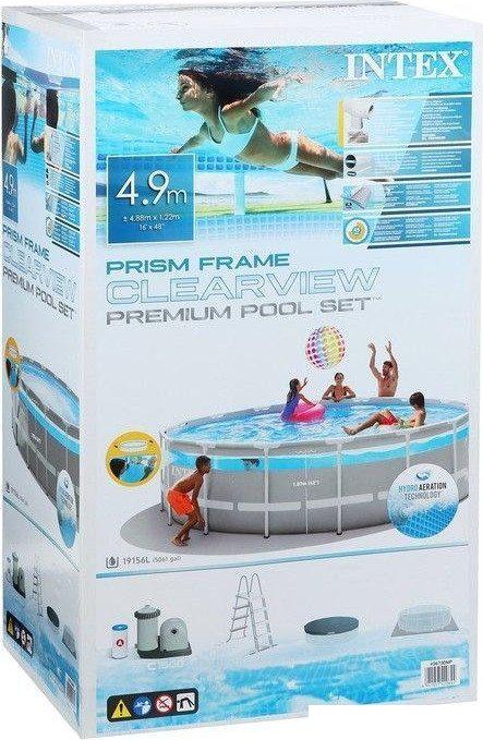 Каркасный бассейн Intex Prism Frame Clearview 26730 (488х122)