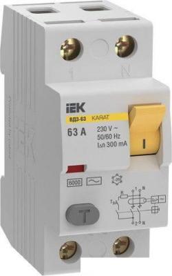 Дифференциальный автомат IEK KARAT ВД3-63 2P 63А 300мА 6кАC MDV20-2-063-300