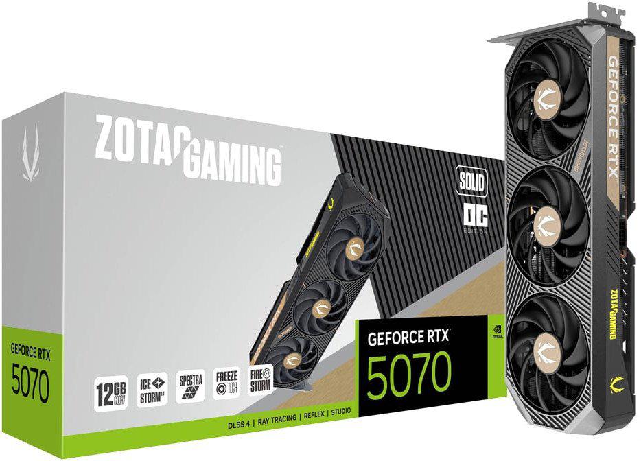 Видеокарты ZOTAC Gaming GeForce RTX 5070 Solid OC ZT-B50700J-10P
