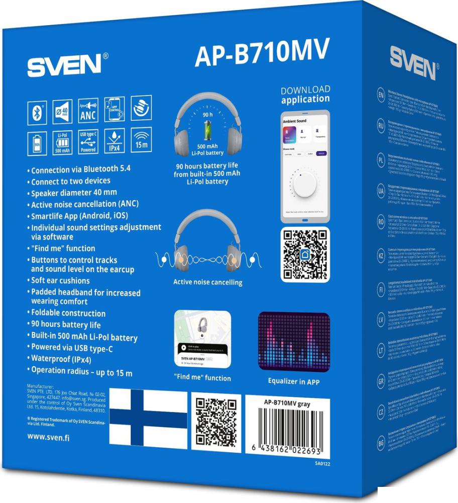 Наушники SVEN AP-B710MV (серый)