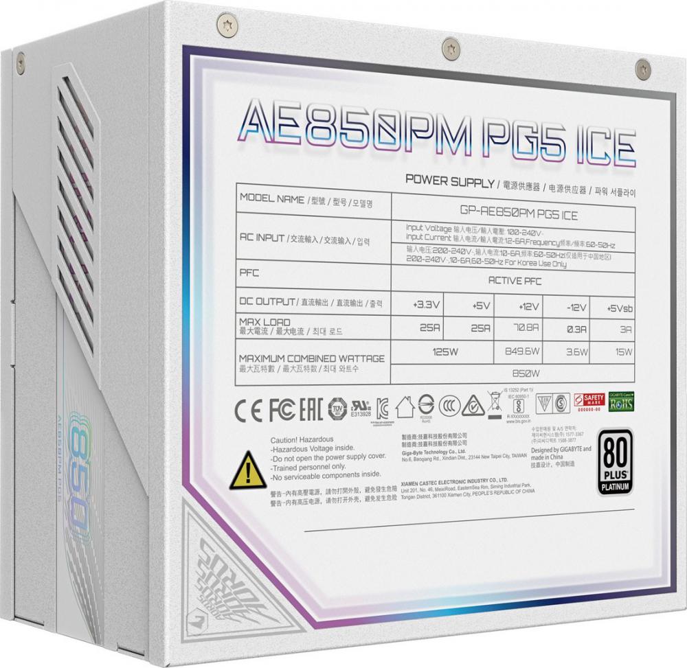 Блок питания Gigabyte Aorus Elite P850W Platinum AE850PM PG5 ICE (rev. 1.0)