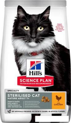 Сухой корм для кошек Hill's Science Plan Mature Adult 7+ Senior Sterilised Cat Chicken для взрослых стерилизованных кошек старше 7 лет, с курицей 3 кг