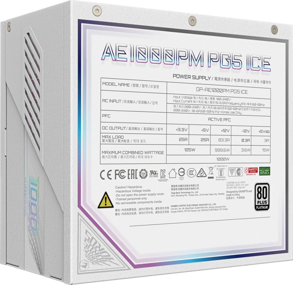 Блок питания Gigabyte Aorus Elite P1000W Platinum AE1000PM PG5 ICE (rev. 1.0)