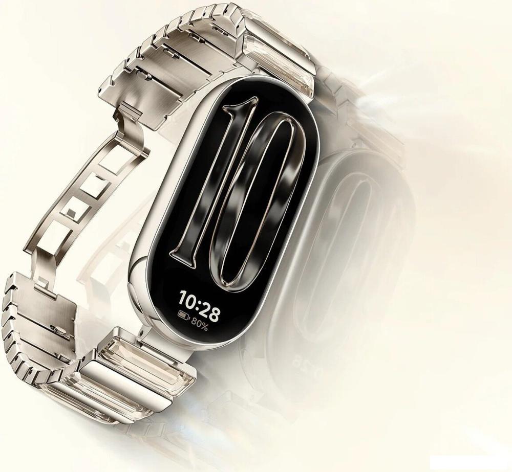 Фитнес-браслет Xiaomi Smart Band 10 (искрящееся золото, с золотистым металлическим браслетом, международная версия)