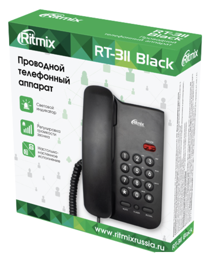 Проводной телефон Ritmix RT-311 (черный)